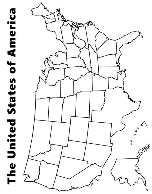 Map of the usa coloring pages