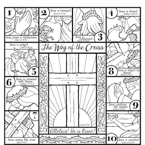 The way of the cross coloring page and bookmarks download now