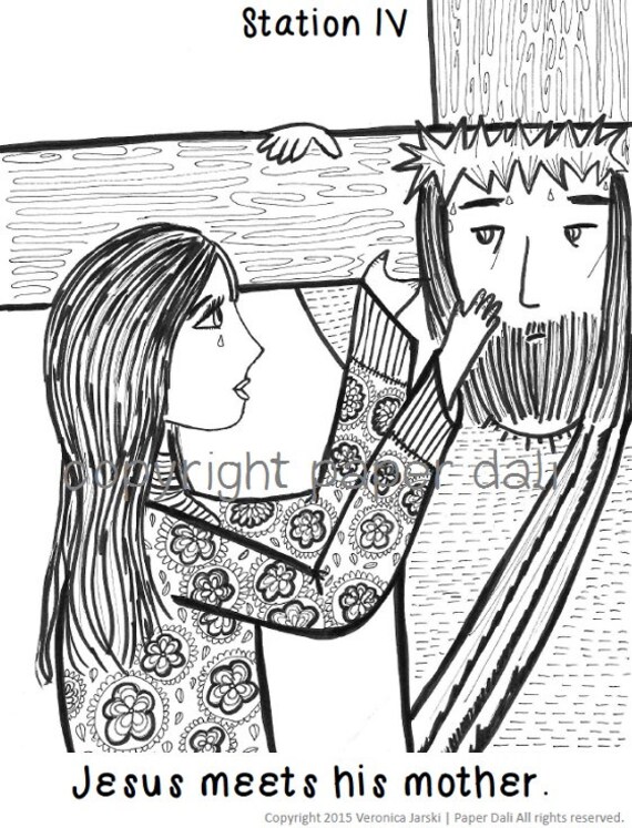 Stations of the cross coloring book printable