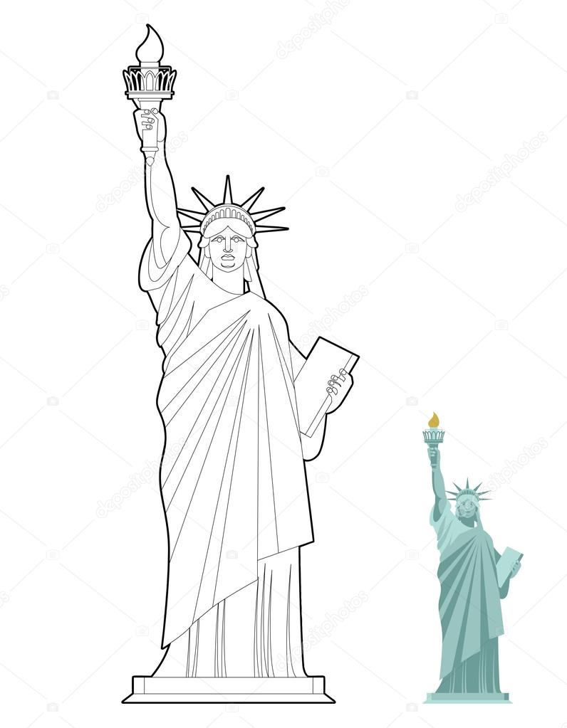 Statue of liberty coloring book symbol of freedom and democracy stock vector by popaukropa