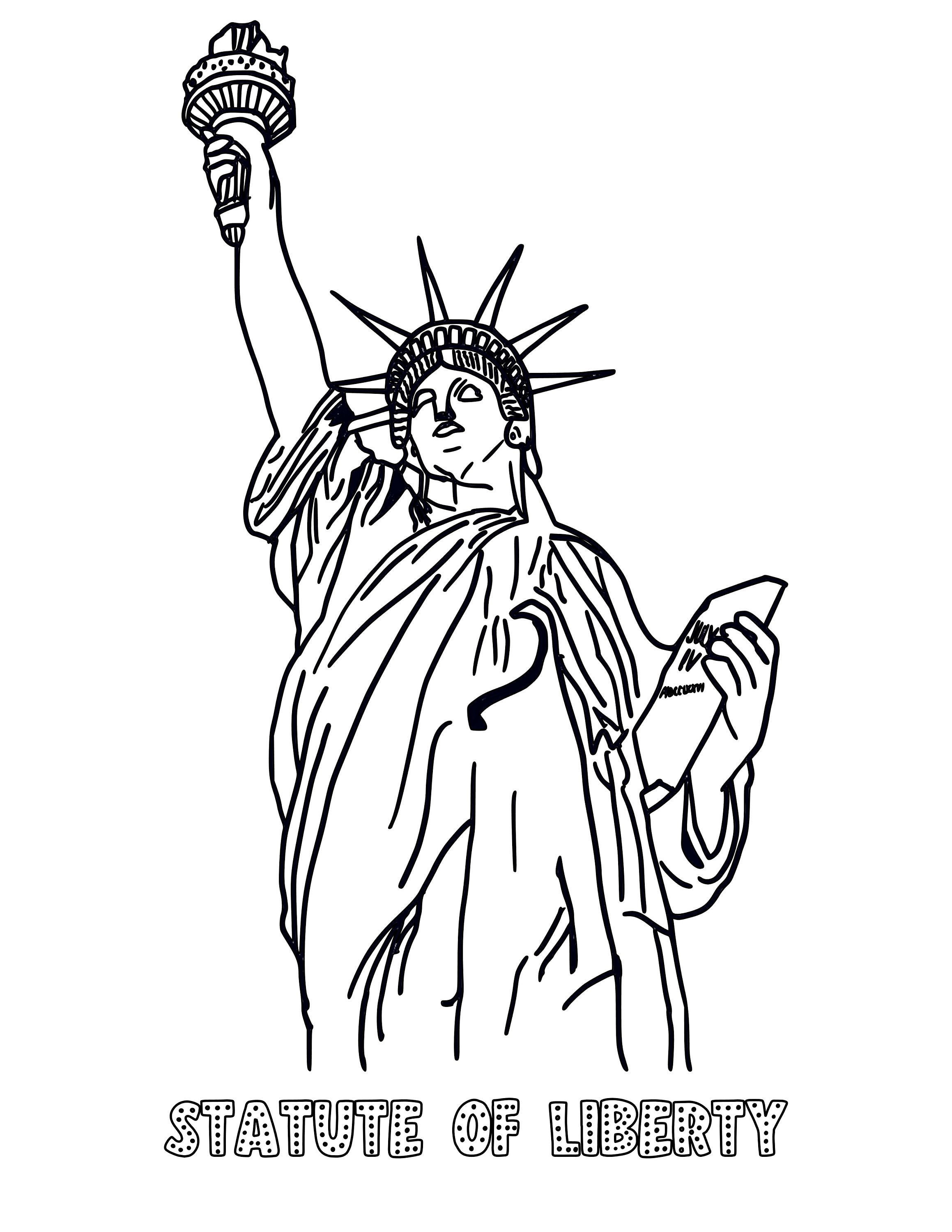 Statute of liberty coloring sheet