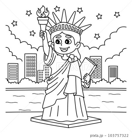 Th of july statue of liberty coloring page
