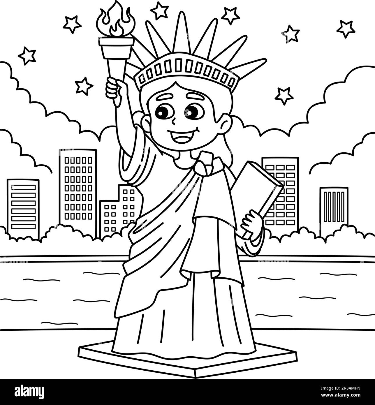 Th of july statue of liberty coloring page stock vector image art