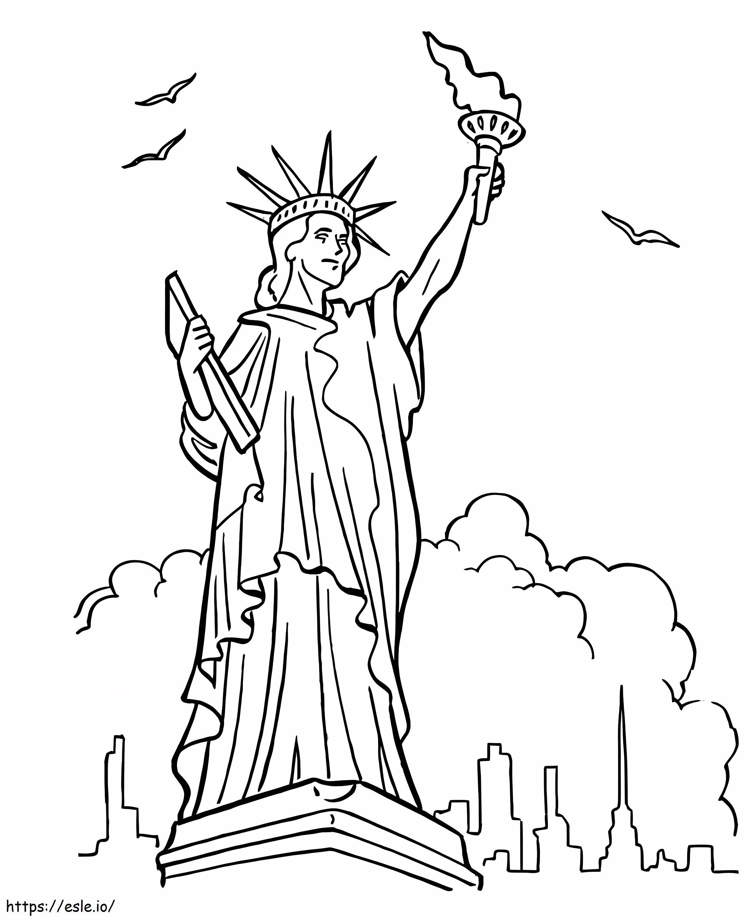 Beautiful statue of liberty coloring page