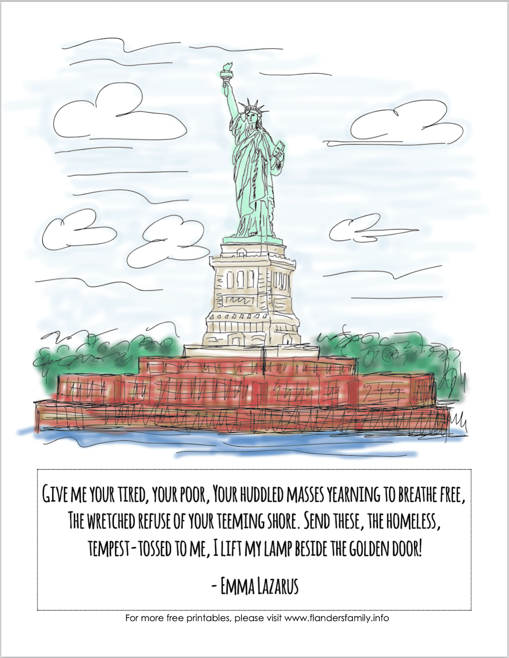 Statue of liberty coloring page