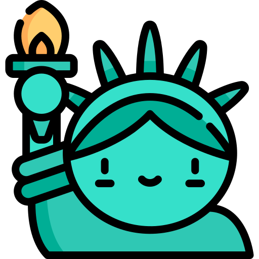 Statue of liberty kawaii lineal color icon