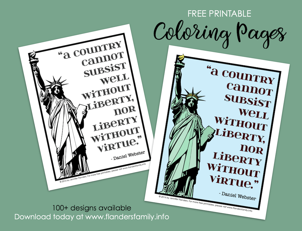 Liberty and virtue coloring page