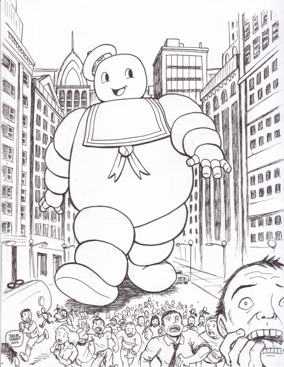 Staypuff marshmallow man by jacob chabot in jeff smiths various art ic art gallery room