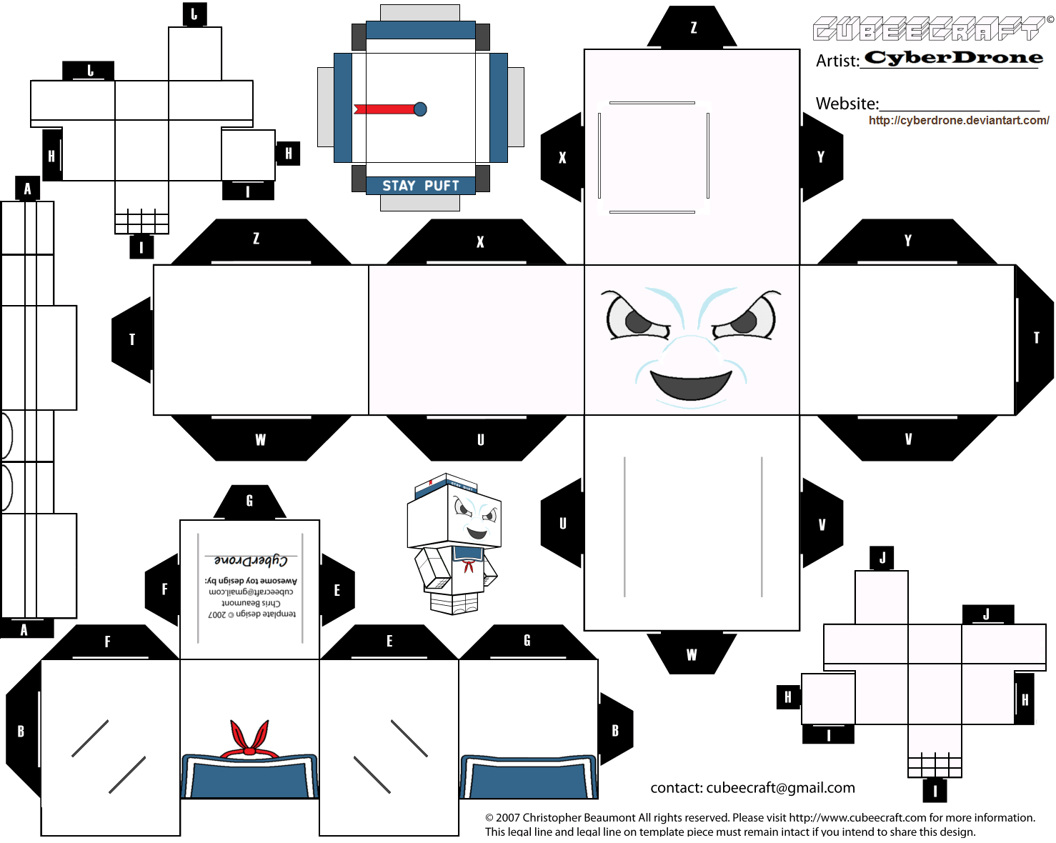 Mr stay puft paper toy free printable papercraft templates