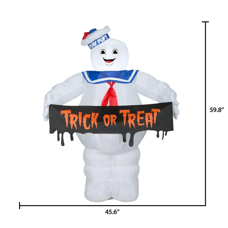 Inch ghostbusters stay puft with trick or treat sign for halloween by airblown inflatables