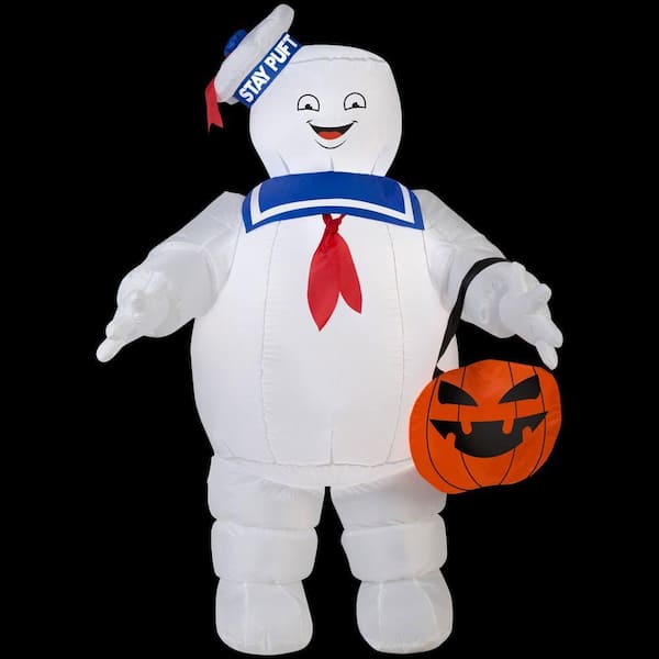 Gemmy in stay puft inflatable with pumpkin tote ghostbusters g