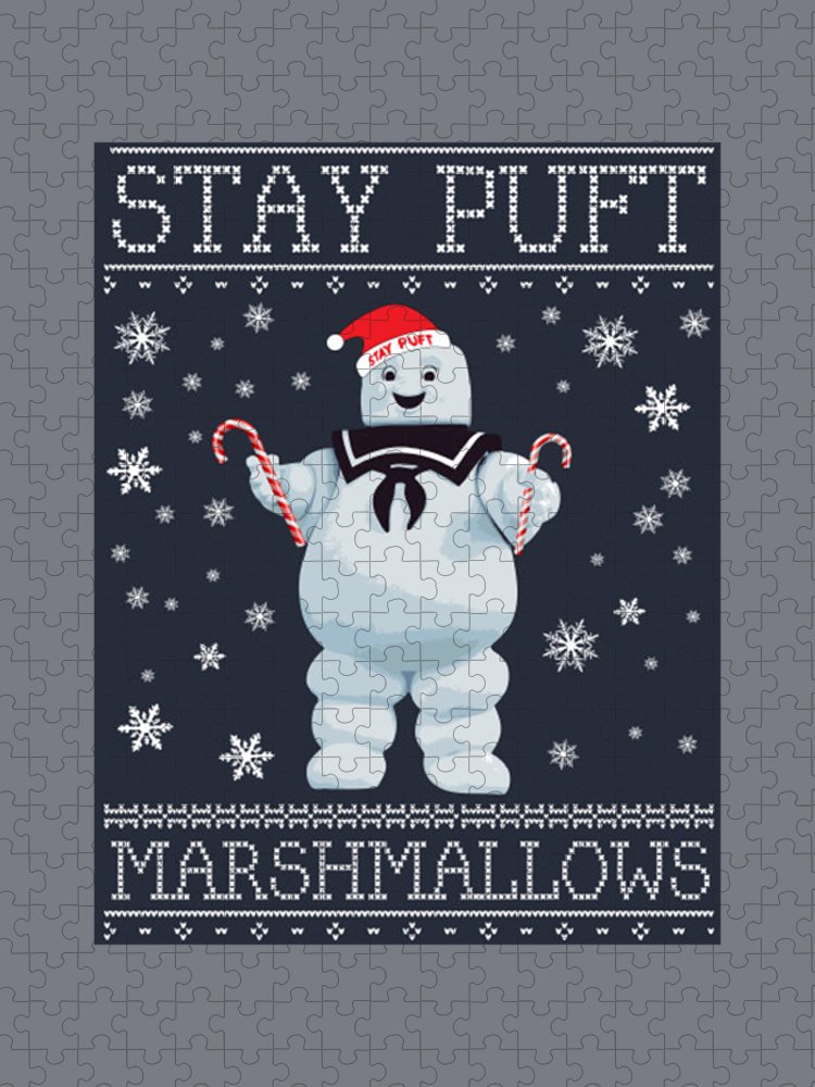 Stay puft marshmallow man ghost busters christmas jigsaw puzzle by janet d kiefer