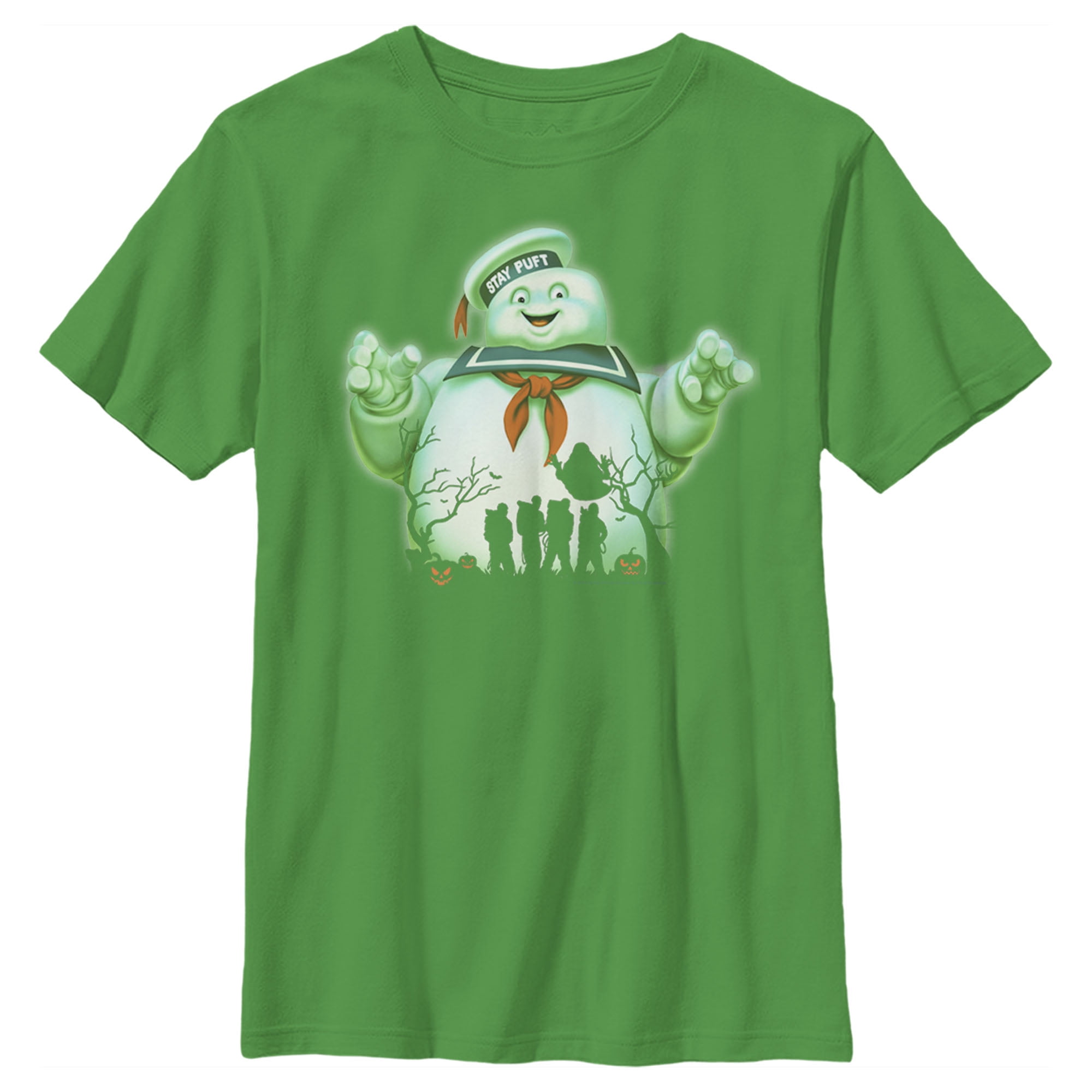 Boys ghostbusters halloween stay puft marshmallow man graphic tee kelly green medium