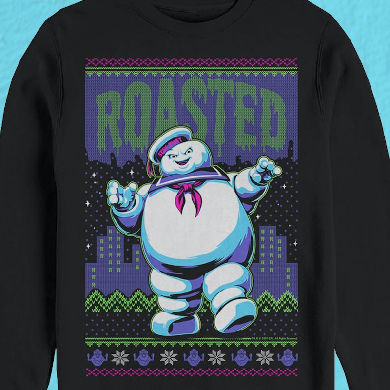 Faux ugly stay puft marshmallow man ghostbusters christmas sweatshirt