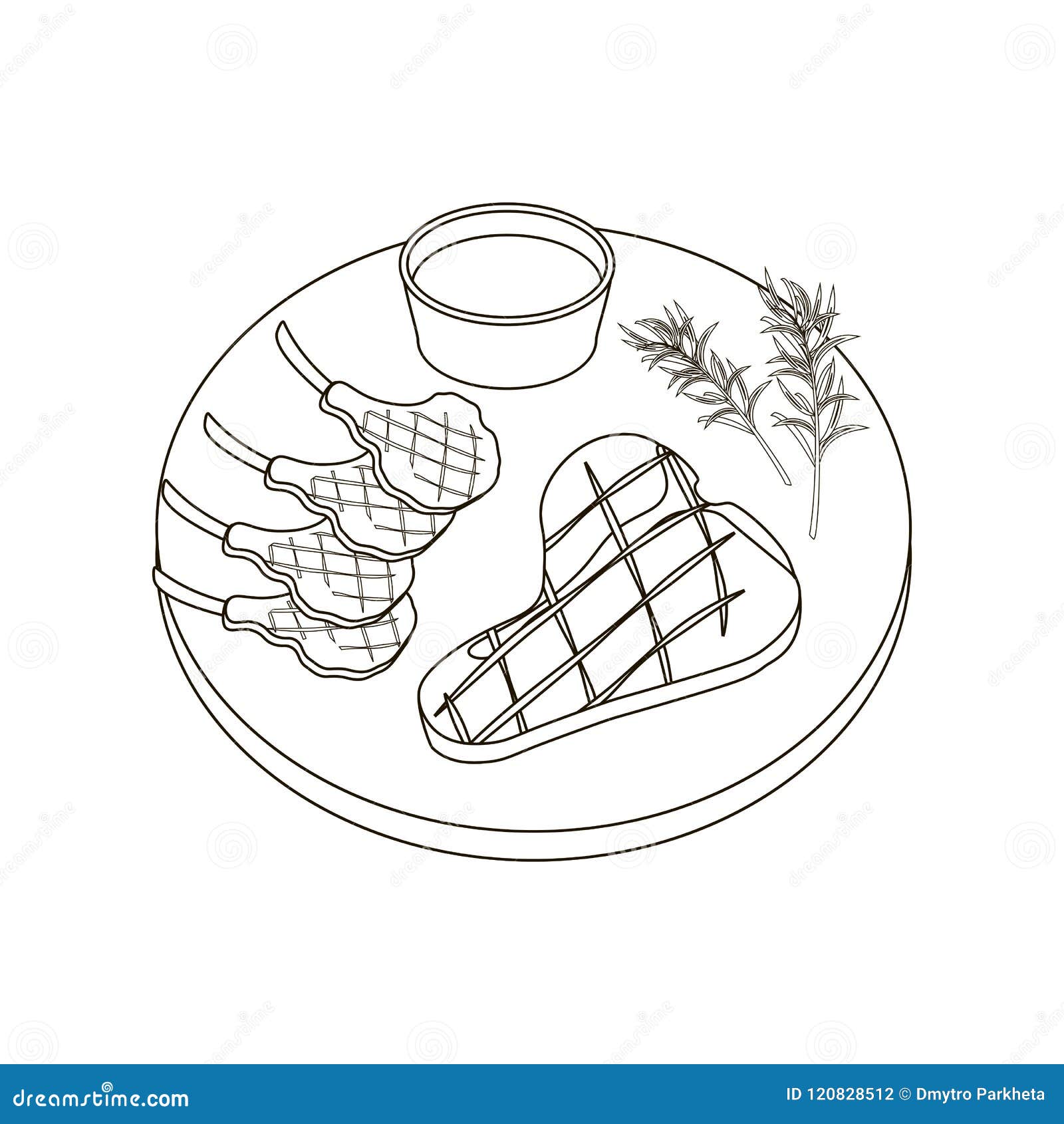 Steak meat coloring pages stock vector illustration of graphic