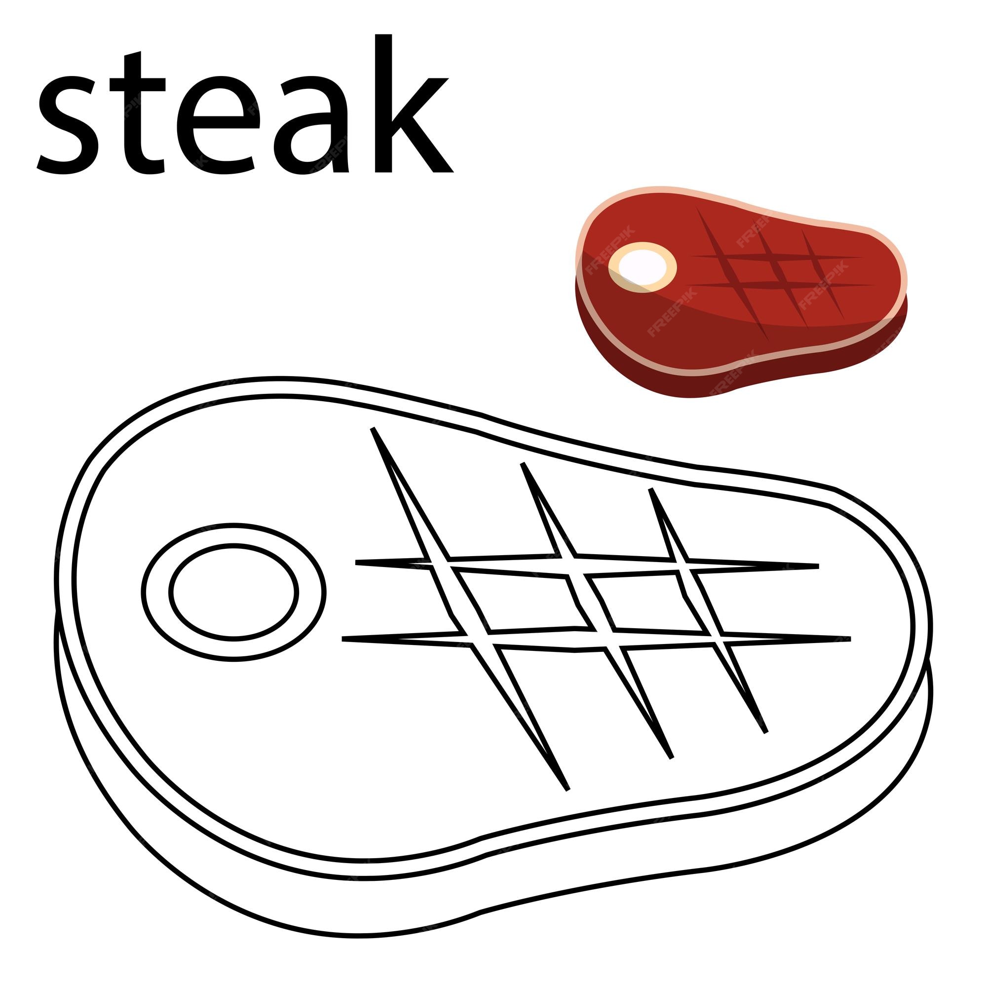 Premium vector coloring pages steak
