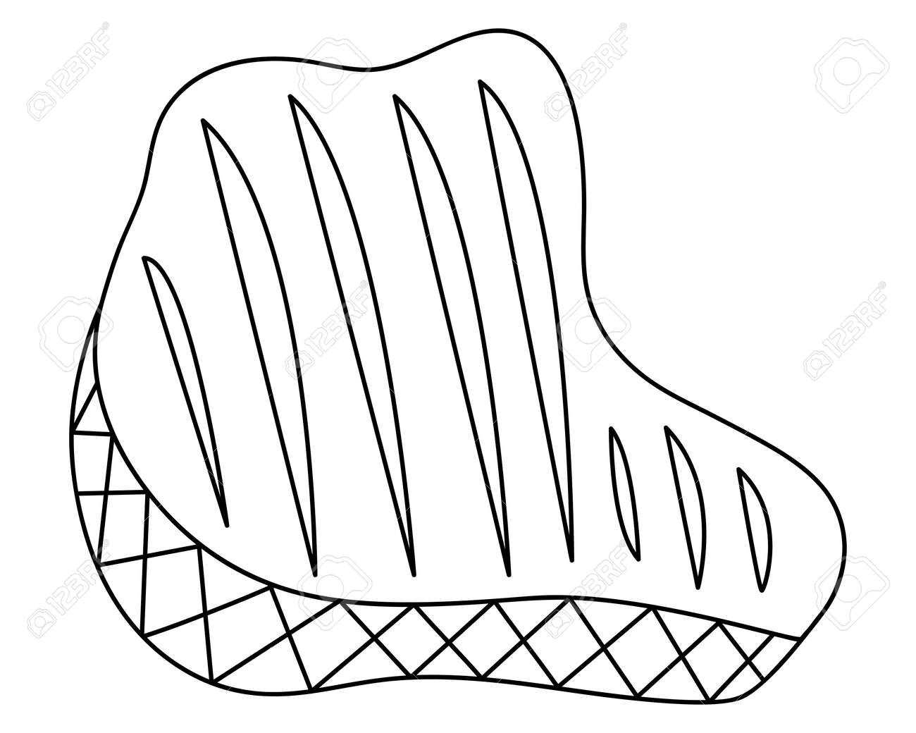 Steak juicy meat with cuts sketch vector illustration coloring book for children the piece of meat is ready for frying outline on an isolated background doodle style idea for web design royalty