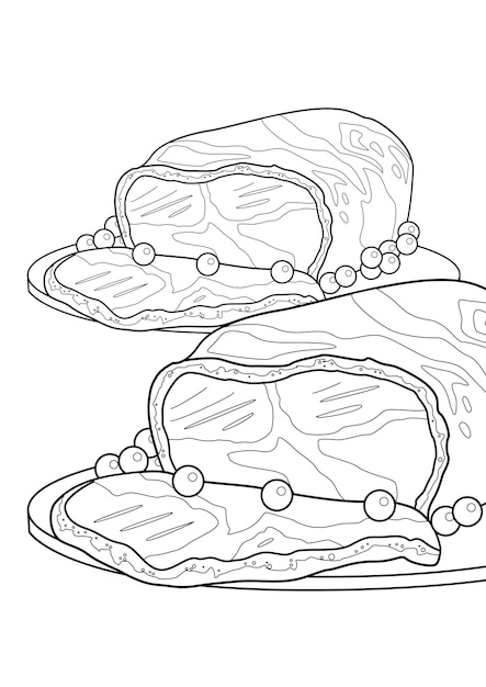 Premium vector steak lunch food coloring pages a for kids and adult