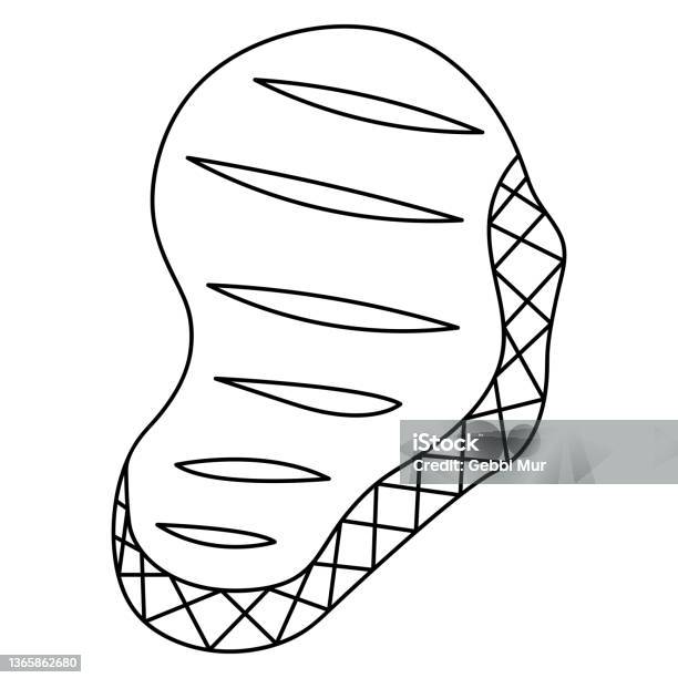 Steak juicy meat with cuts sketch vector illustration coloring book for children the piece of meat is ready for frying outline on an isolated background doodle style stock illustration