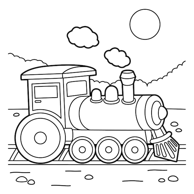 Premium vector steam lootive coloring page