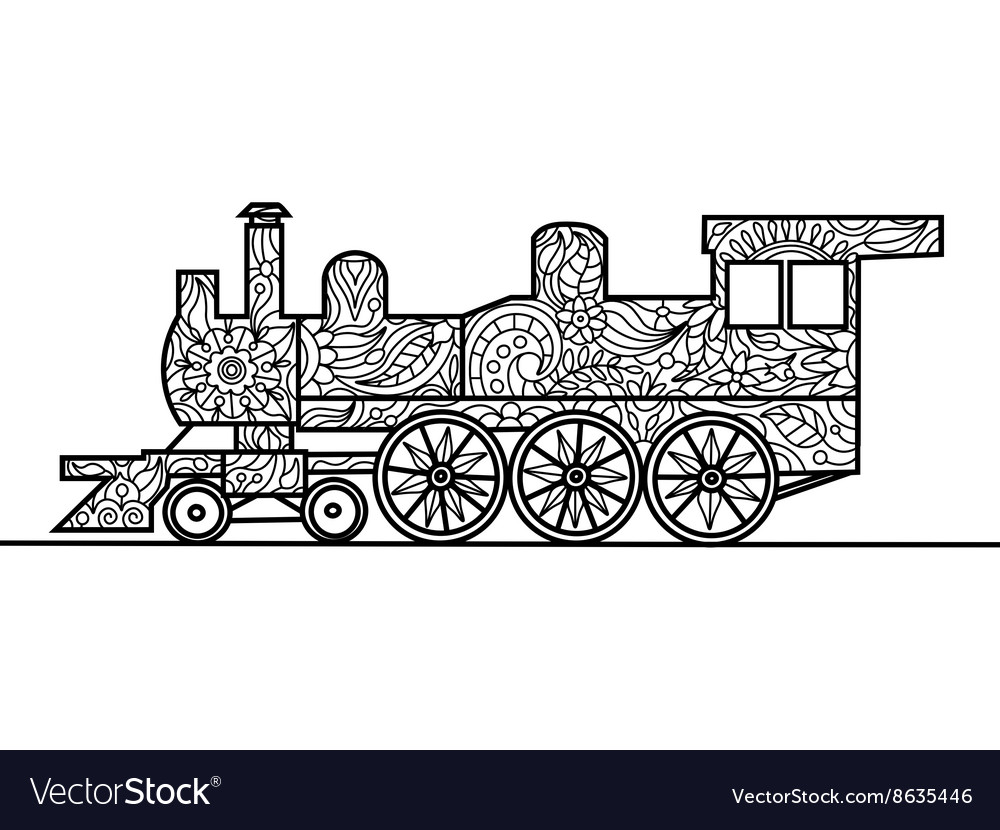 Steam lootive coloring book for adults vector image