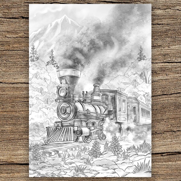 Train printable adult coloring page from favoreads coloring