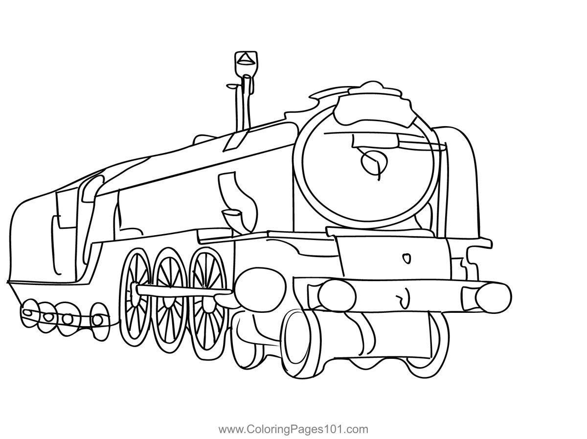 Steam train coloring page for kids