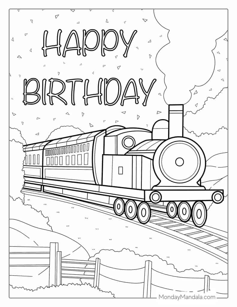 Train coloring pages free pdf printables