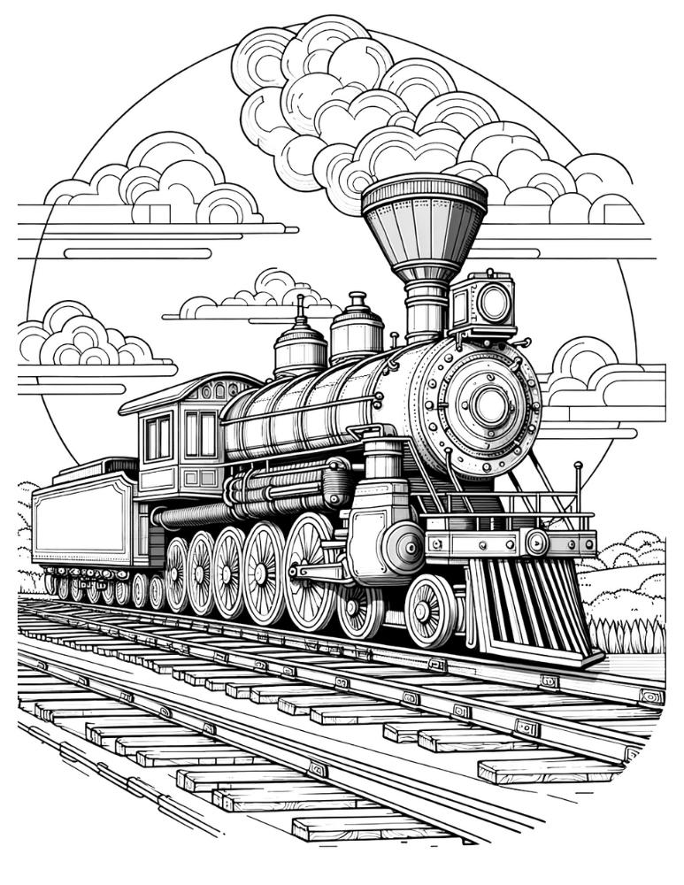 Free train coloring pages for kids