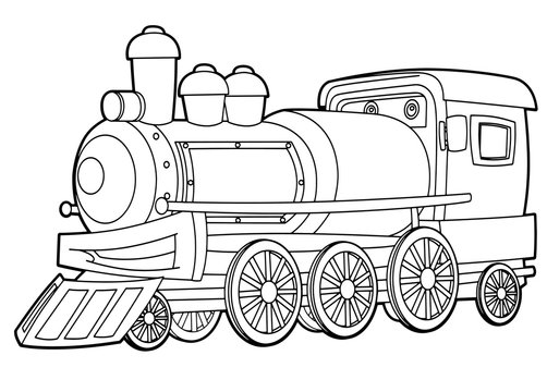 Cartoon funny looking steam train