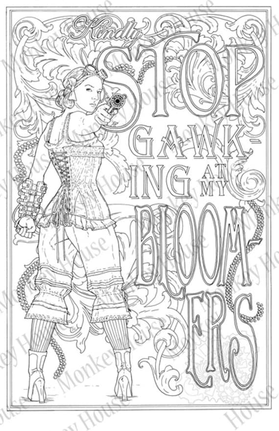 Steampunk coloring page stop gawking downloadable victoriansci