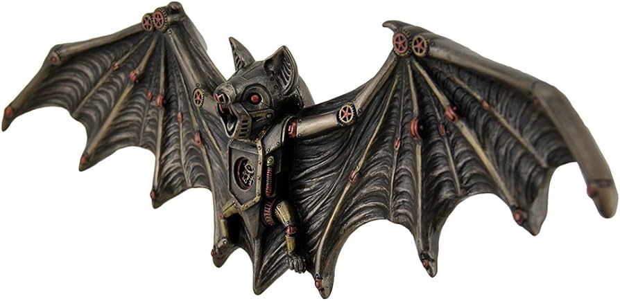 Veronese design mechanical steampunk vampire bat bronze finish resin wall sculpture inches long home kitchen