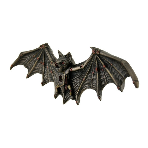 Mechanil steampunk vampire bat bronze finish wall sculpture halloween