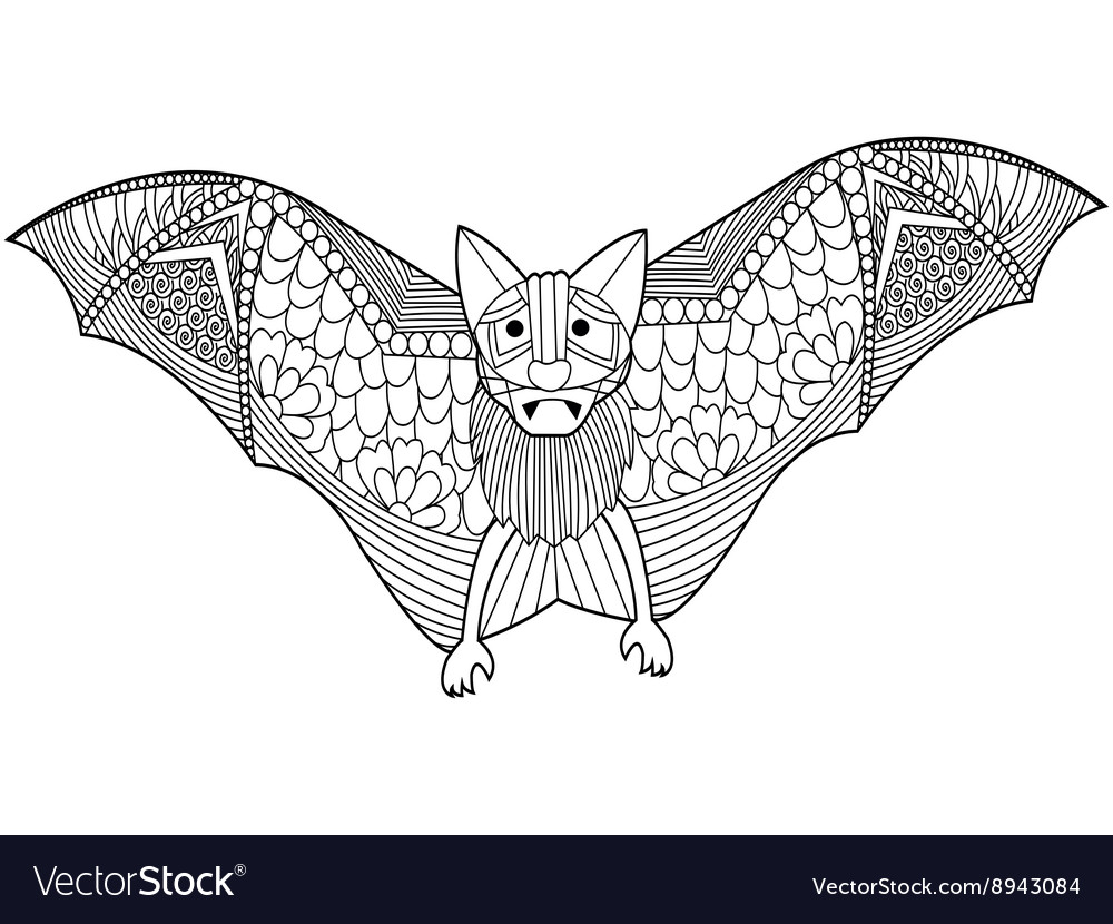 Bat coloring book for adults royalty free vector image