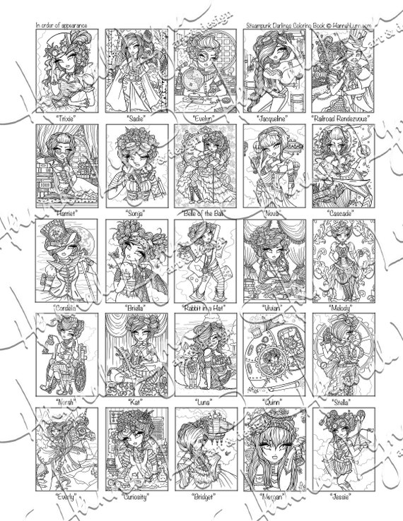 Pdf digital steampunk darlings coloring book hannah lynn printable coloring pages