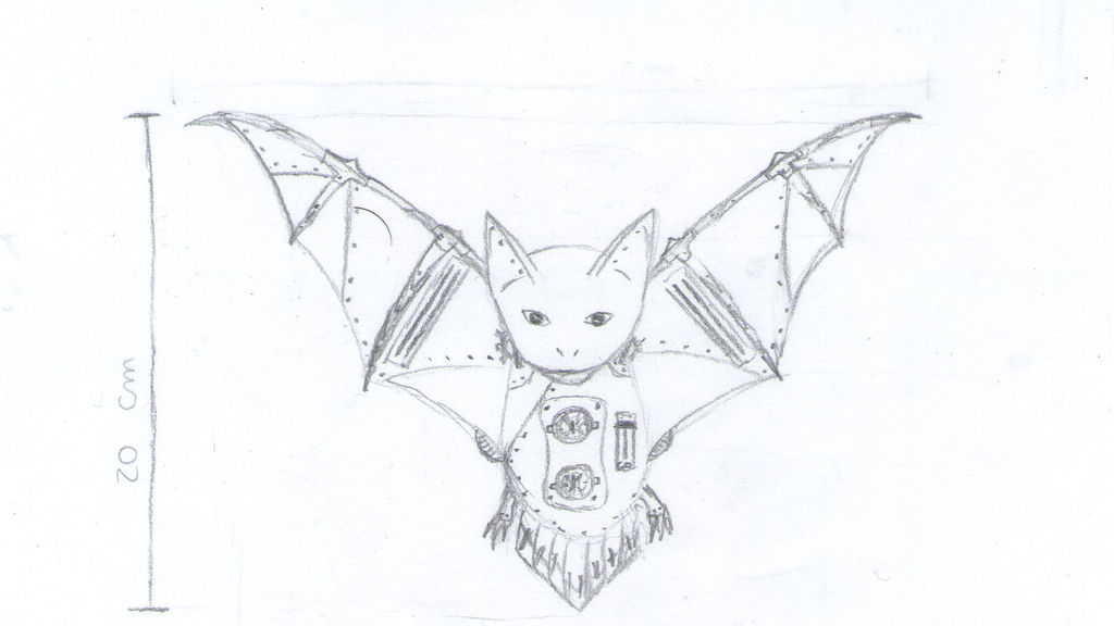 Steampunk bat sketch by lonelyshine on