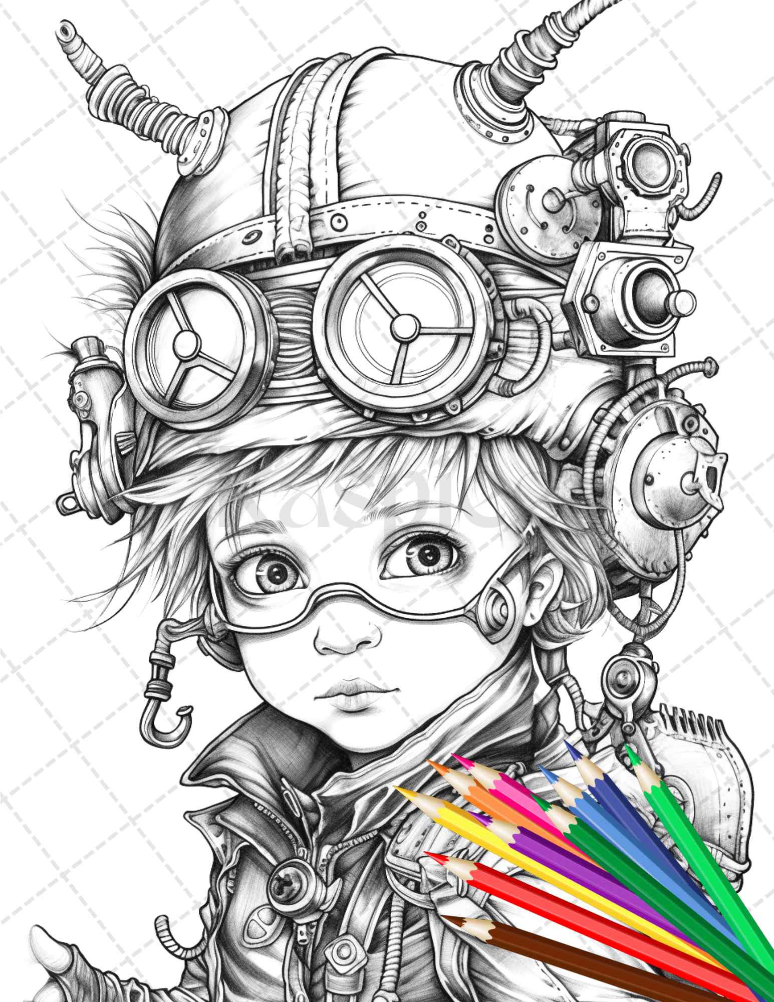 Adorable steampunk girls coloring pages printable for adults grays â coloring