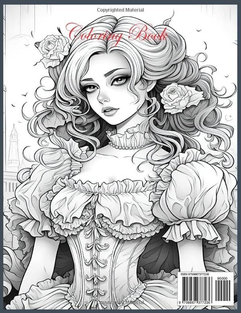 Gothic steampunk princess coloring book gothic steampunk coloring book page steampunk princess gothic coloring book featuring all female characters ana books