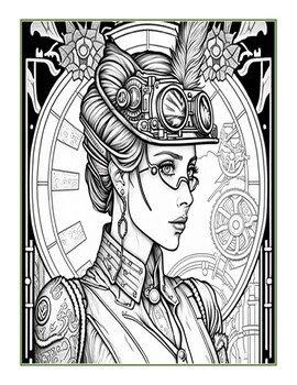 Steampunk wonders coloring pages for the industrial age black style
