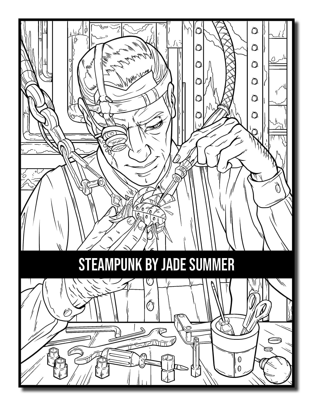 Steampunk coloring book jade summer