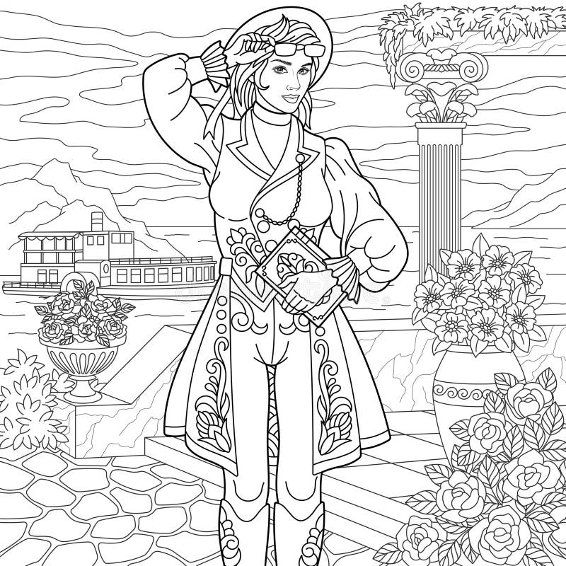 Steampunk adult coloring stock illustrations â steampunk adult coloring stock illustrations vectors clipart