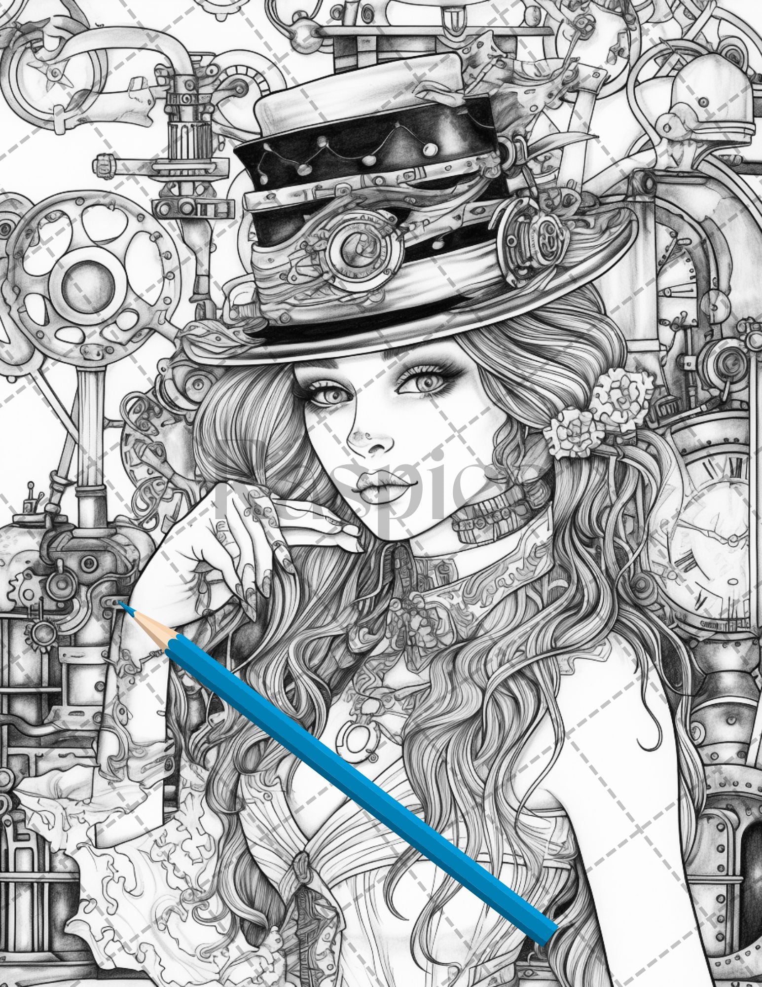 Steampunk girls coloring pages printable for adults victorian insp â coloring