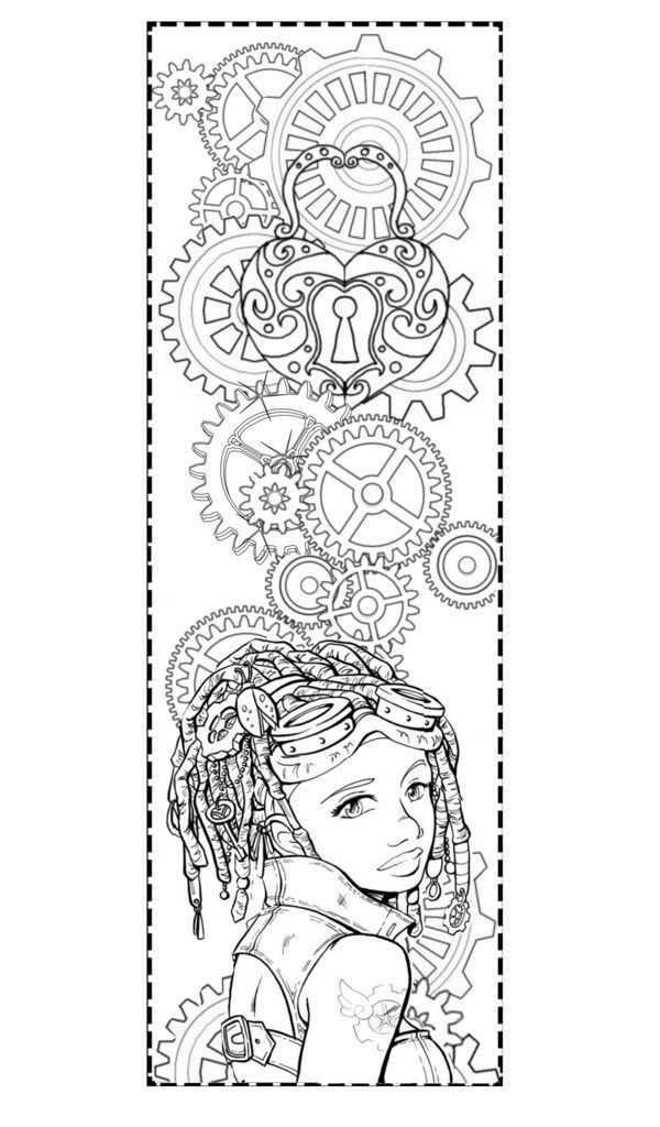 Free printable steampunk coloring pages steampunk coloring pages steampunk bookmark to color by alyâ steampunk coloring dragon coloring page coloring pages