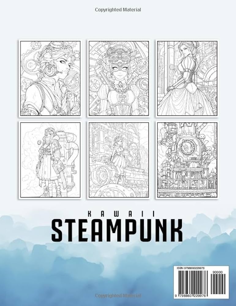 Kawaii steampunk coloring favorite vintage mind blowing coloring pages gift idea for kids adults anxiety relieving kim lily books