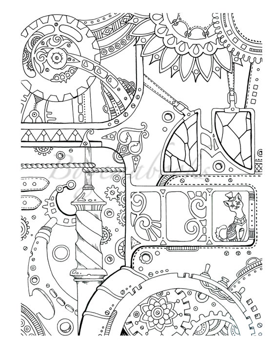 Steampunk vol adult coloring book coloring pages coloring book printable stress relieving coloring book pdf art therapy instant download