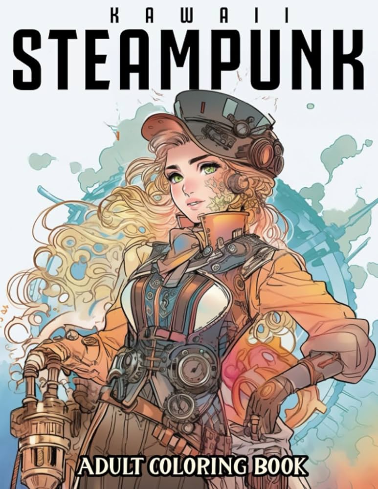 Kawaii steampunk coloring favorite vintage mind blowing coloring pages gift idea for kids adults anxiety relieving kim lily books
