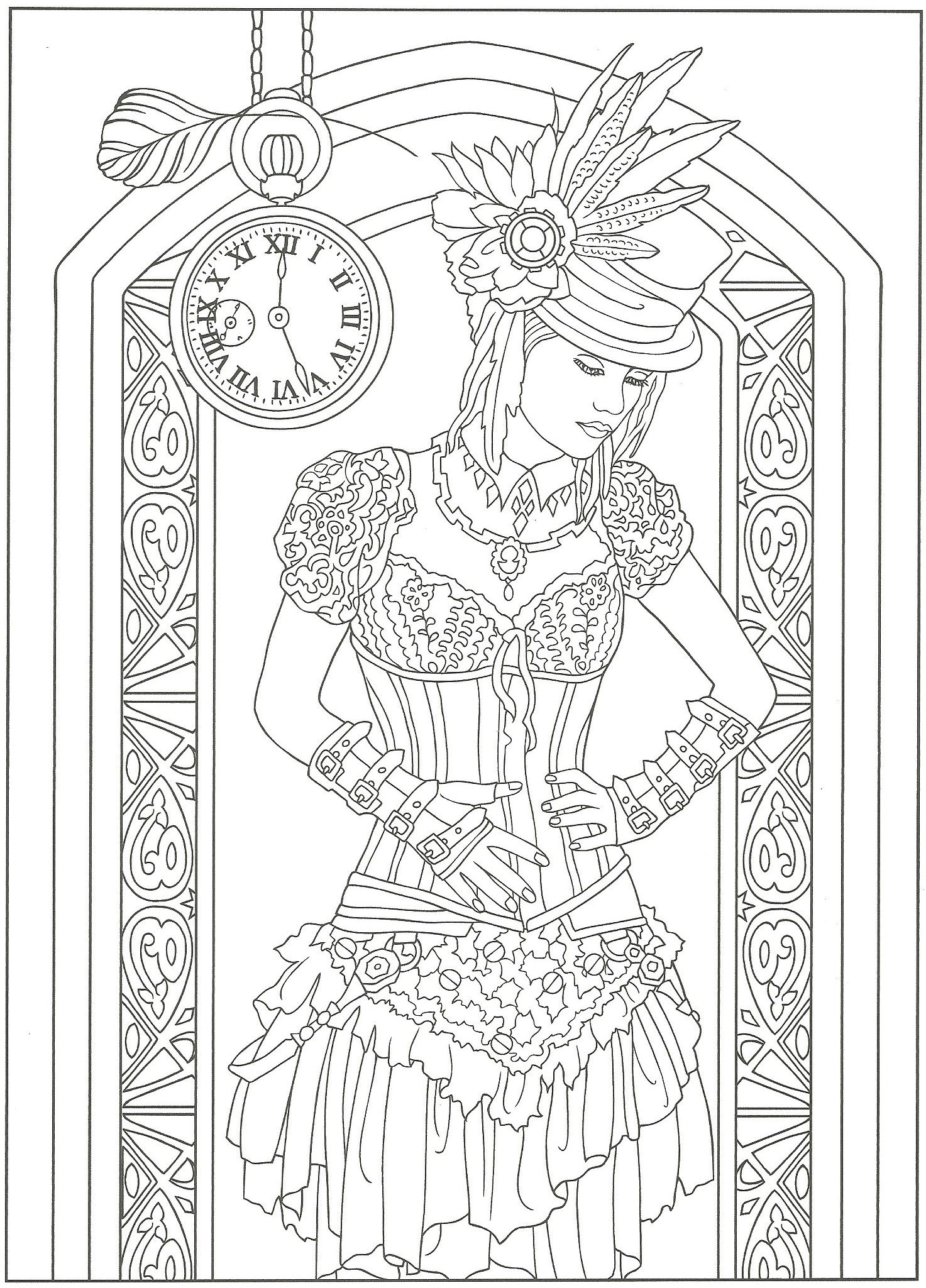 Steampunk artwork by marty noble from creative haven steampunk fashions coloring book dover publicatâ steampunk coloring fashion coloring book coloring pages