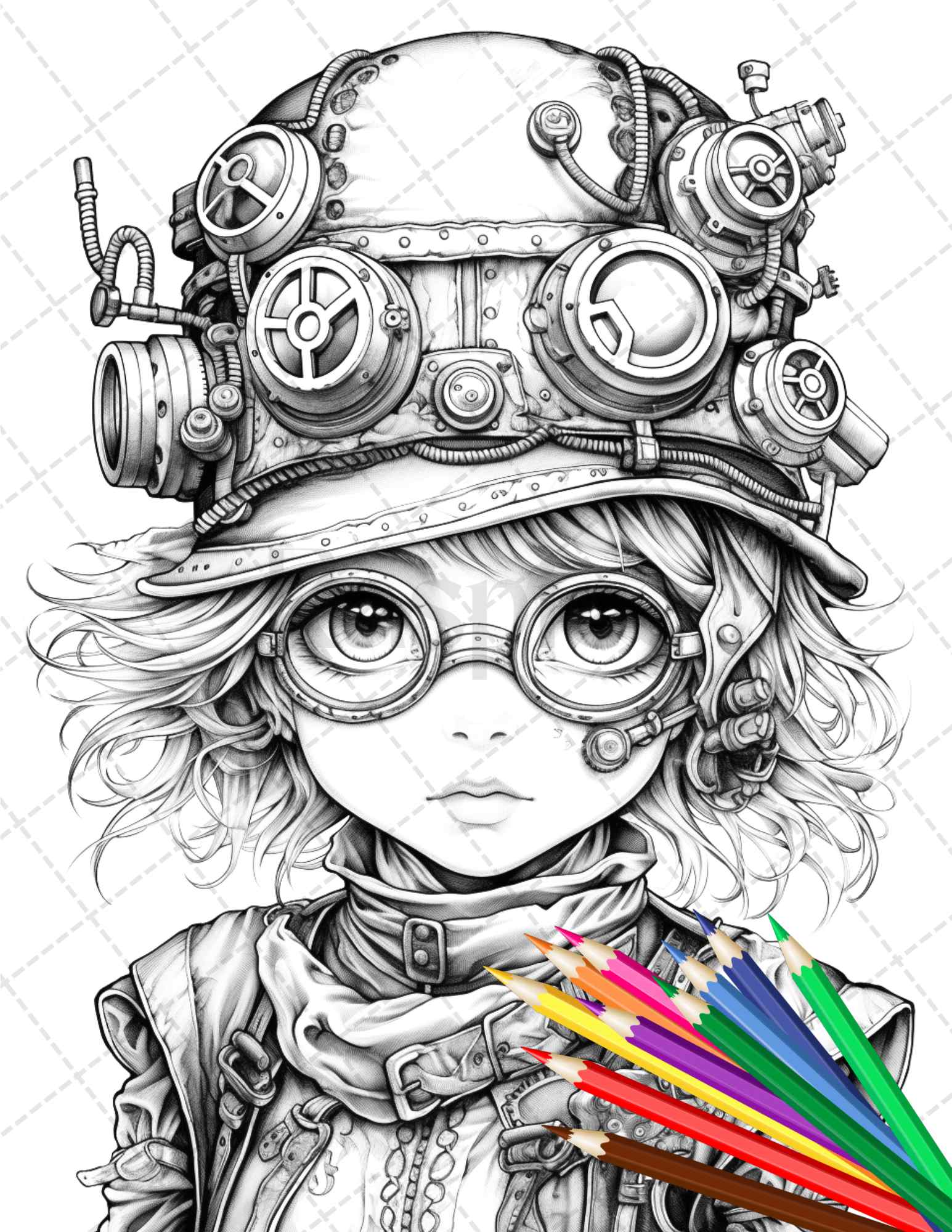 Adorable steampunk girls coloring pages printable for adults grays â coloring