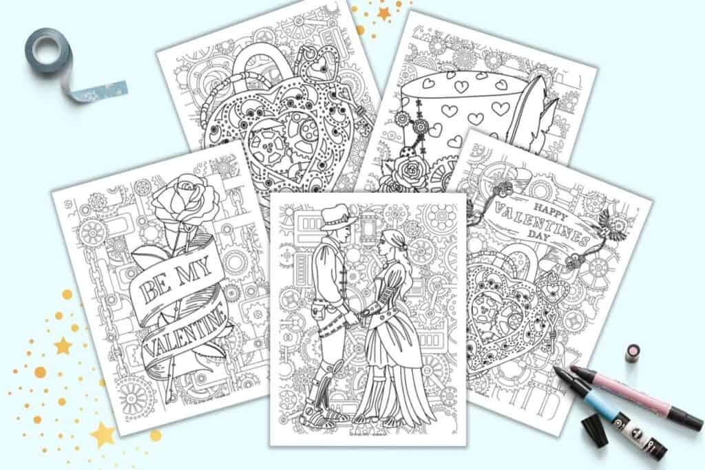 Free printable steampunk valentine coloring pages