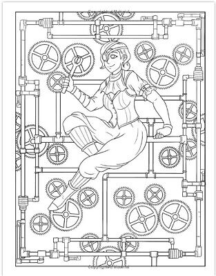 Steampunk loring book kids drawing activity gift boys girls game art fun